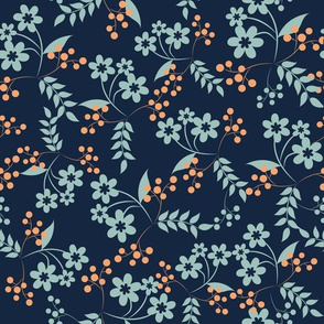 navy_coral_berries  by art for joy lesja saramakova gajdosikova design