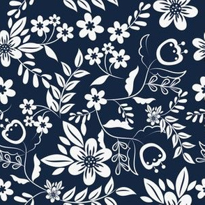 navy_white_flowers  by art for joy lesja saramakova gajdosikova design