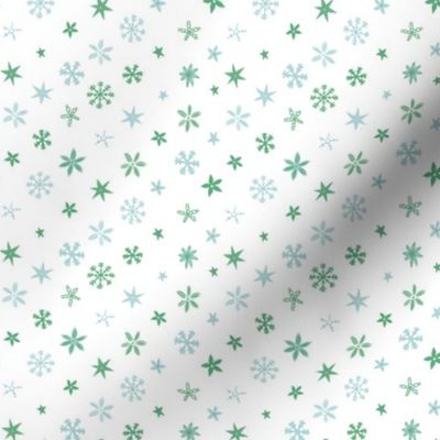 Christmas Stars - Ice blue and mint on white - small scale