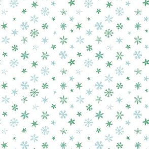 Christmas Stars - Ice blue and mint on white - small scale