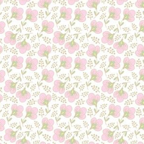 Floral -  Pale pink peach - Pale olive green - _pattern