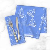 White Sailboats Dinner Napkins Mauve Nautical  Cloth Napkins by Spoonflower Set of 2 - Mauve Sailboats by littlearrowdesign