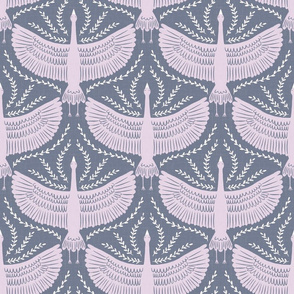 Medium scale- heron in flight - slate with soft lilac