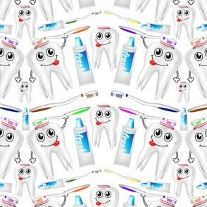 Dental Tooth Toothpaste and Toothbrush on White 