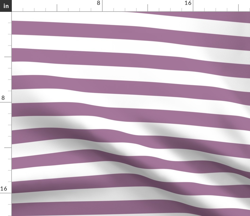 Large Mauve Awning Stripe Pattern Horizontal in White