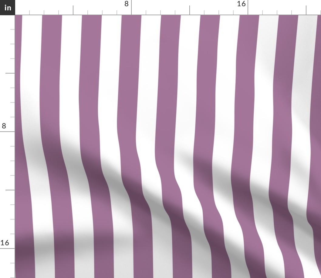 Large Mauve Awning Stripe Pattern Vertical in White