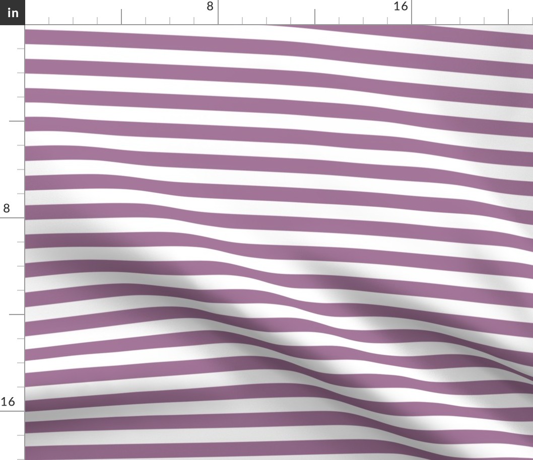 Mauve Awning Stripe Pattern Horizontal in White