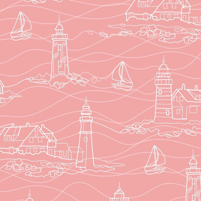 Lighthouse Contour - coral pink - extra large scale