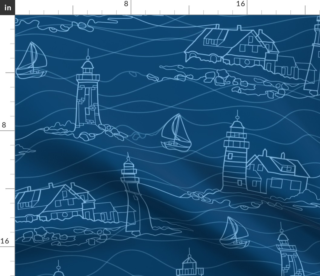 Lighthouse Contour - navy blue - extra large scale