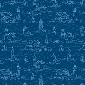 Lighthouse Contour - navy blue - medium scale