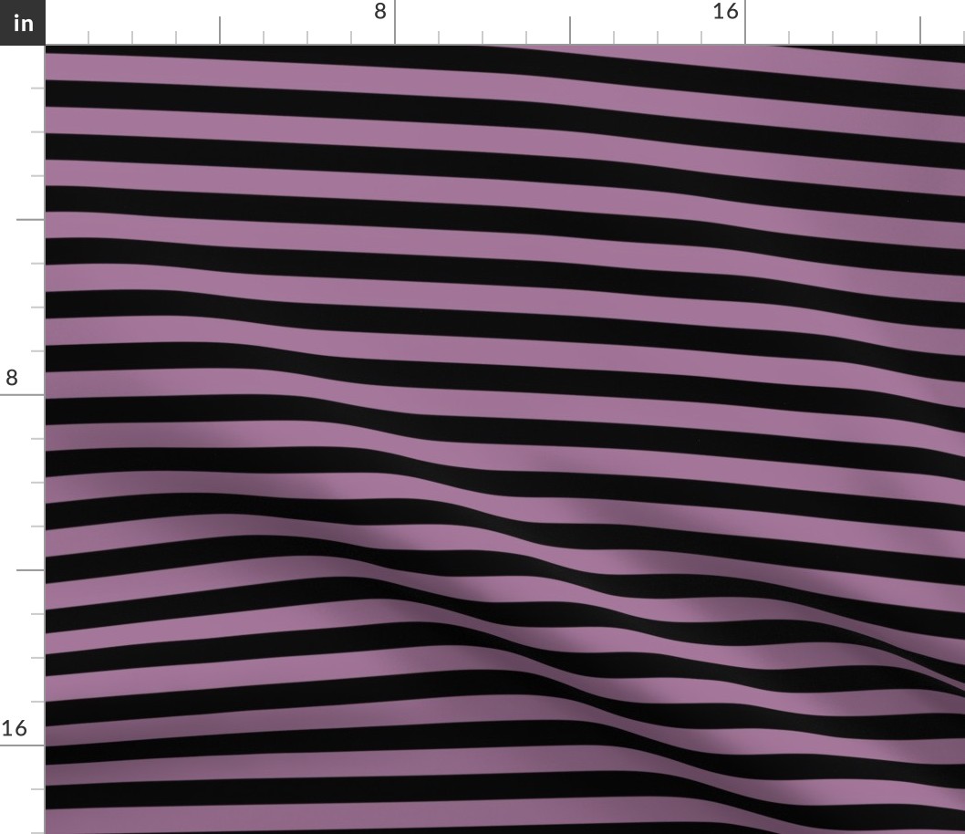 Mauve Awning Stripe Pattern Horizontal in Black