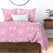 love heart ❤️ damask - bubblegum pink - large