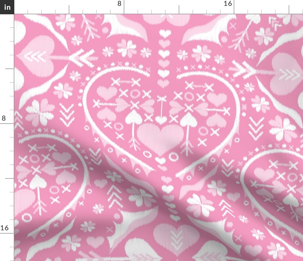 love heart ❤️ damask - bubblegum pink - large