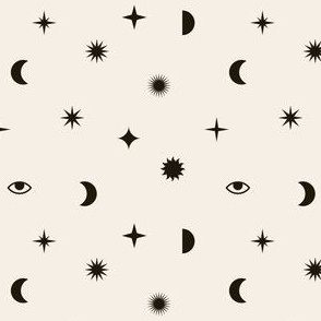 Stars. eyes and moons modern Boho geometry