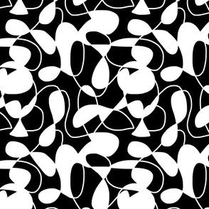 Groovy Continuous Line Art - white on black, medium 