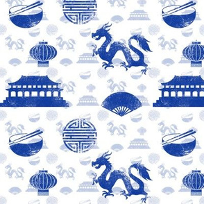 Chinese Elements Blue on White
