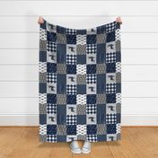 Woodland Patchwork - navy and grey (buck) quilt woodland (90) C20BS