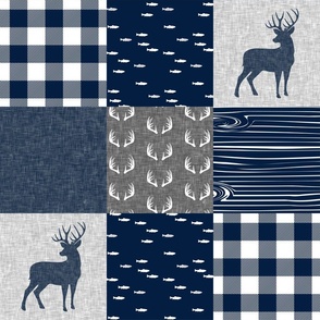 Woodland Patchwork - navy and grey (buck) quilt woodland  C20BS