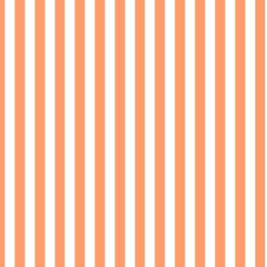 Tangerine Bengal Stripe Pattern Vertical in White