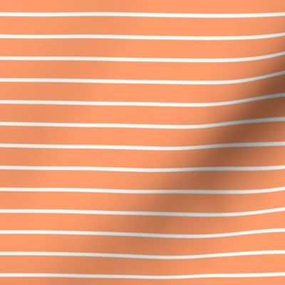 Tangerine Pin Stripe Pattern Horizontal in White