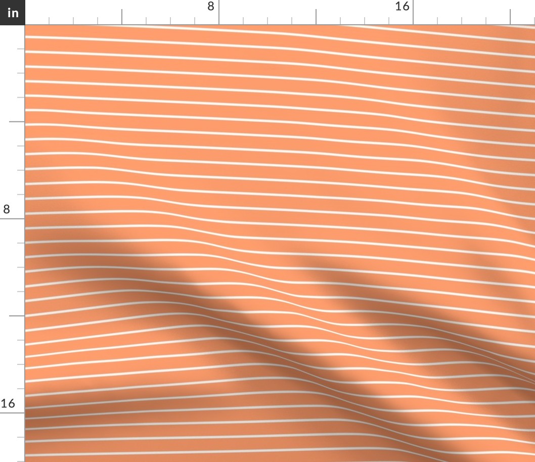 Tangerine Pin Stripe Pattern Horizontal in White