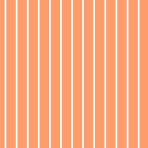 Tangerine Pin Stripe Pattern Vertical in White