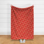 Chikankari Paisley Embroidery- Florals in Red and  Flax- Regular scale