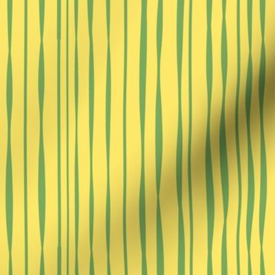 Hand drawn Stripes - Green on Yellow