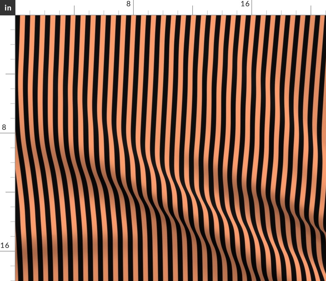 Tangerine Bengal Stripe Pattern Vertical in Black