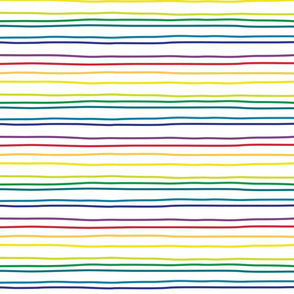 large - rainbow horizontal stripes on white