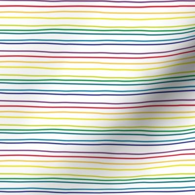 small - rainbow horizontal stripes on white