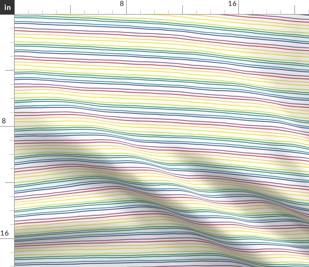 small - rainbow horizontal stripes on white