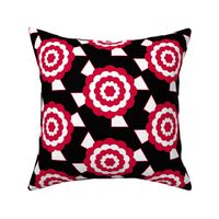 Geometric bullseye blooms - black, white and red
