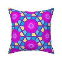 Geometric bullseye blooms - purple and aqua