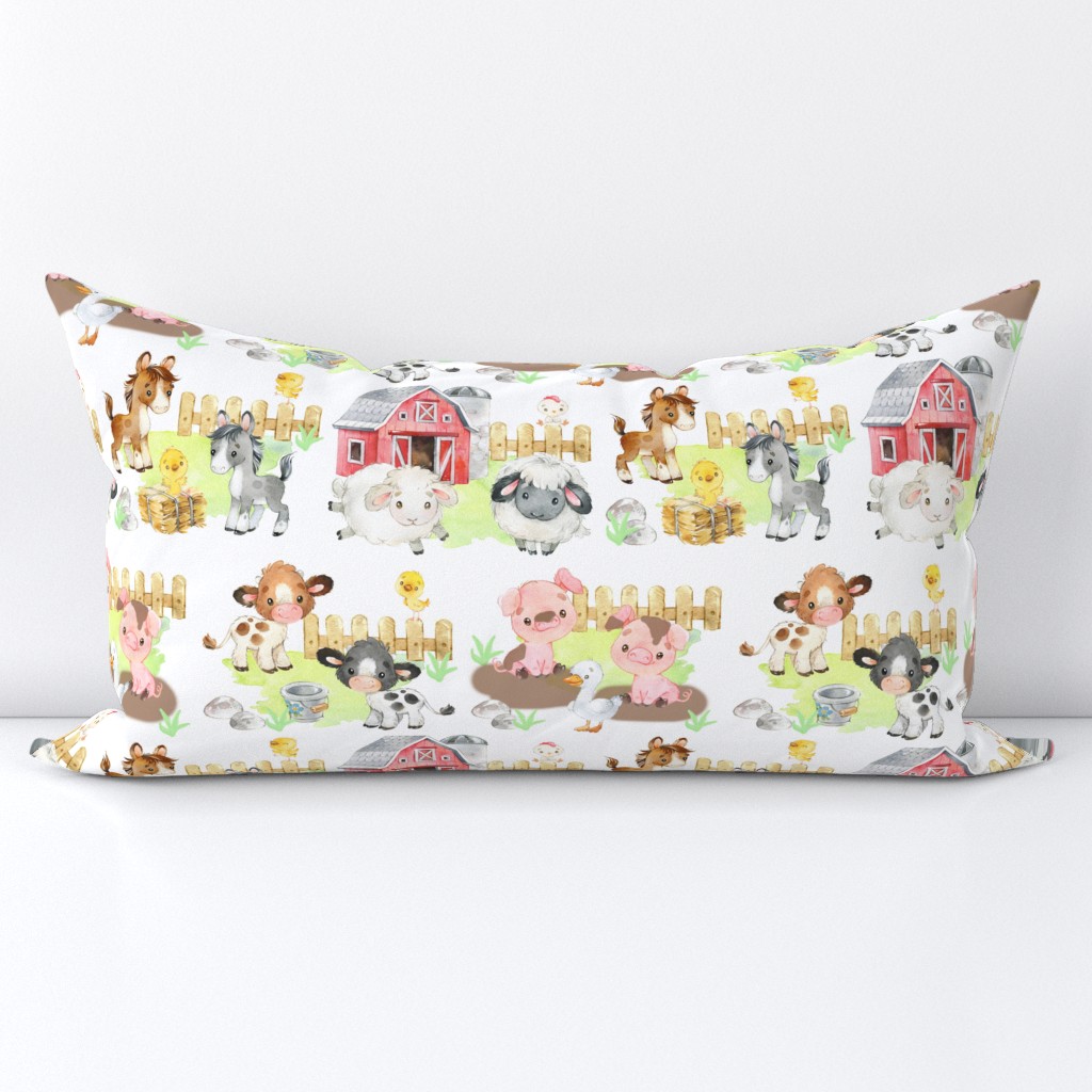 Watercolor Farm Animals Baby Nursery 