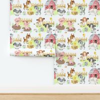 Watercolor Farm Animals Baby Nursery 