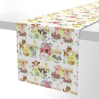 Watercolor Farm Animals Baby Nursery 