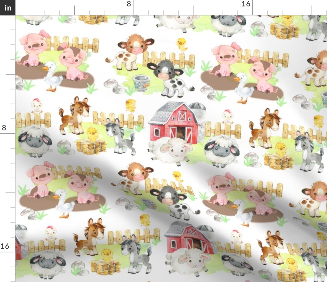 Watercolor Farm Animals Baby Nursery 