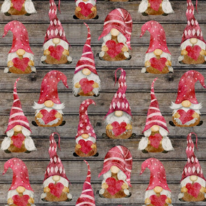Valentine Gnomes on barn wood - medium scale