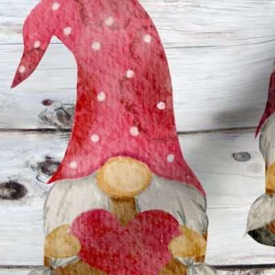 Valentine Gnomes on Shiplap - large scale
