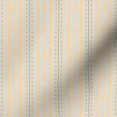 Chikankari Embroidery Stripes- Tepchi and Murri Stitch- Gray Eggshell White Flax- Small Scale