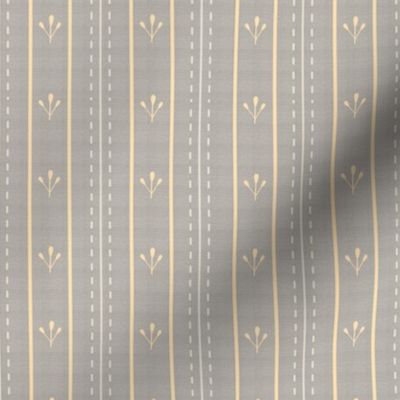 Chikankari Embroidery Stripes- Tepchi and Murri Stitch- Gray Eggshell White Flax- Small Scale 