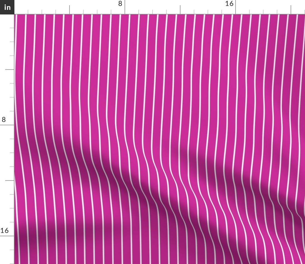 Royal Fuchsia Pin Stripe Pattern Vertical in White