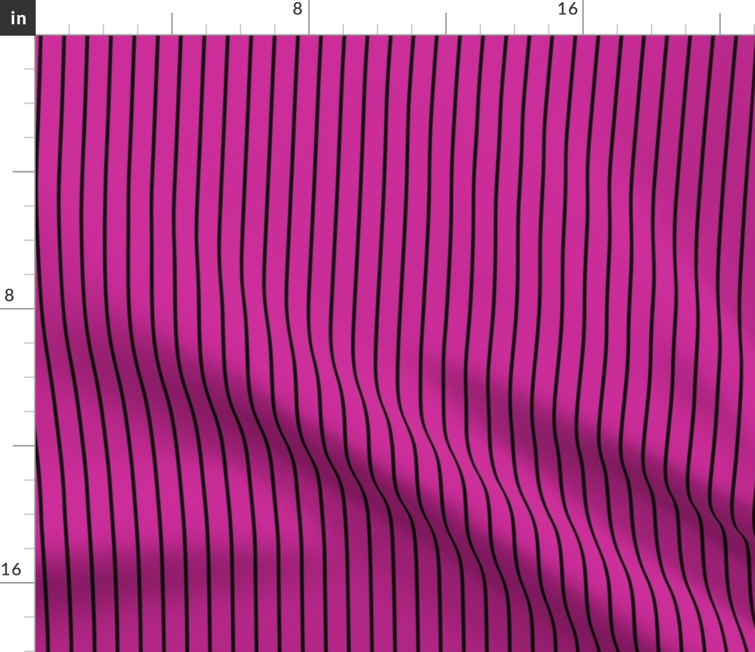 Royal Fuchsia Pin Stripe Pattern Vertical in Black