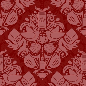 COVID daMASK in Red, Light on Dark, Large