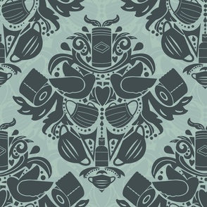 COVID daMASK in Green, Dark on Light, Large