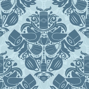 COVID daMASK in Horizon Blue, Dark on Light, Large