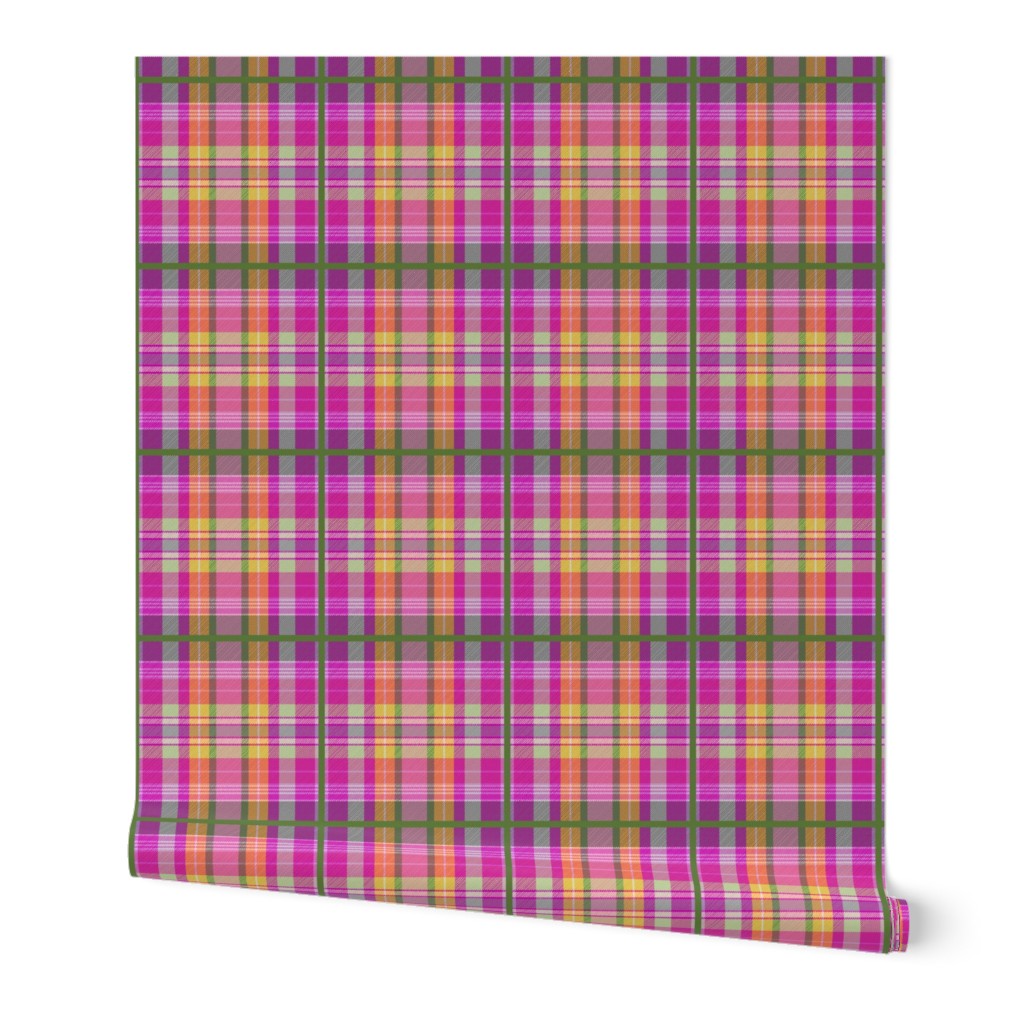 Galah Piqué Tartan - hot pink, apricot, lime green