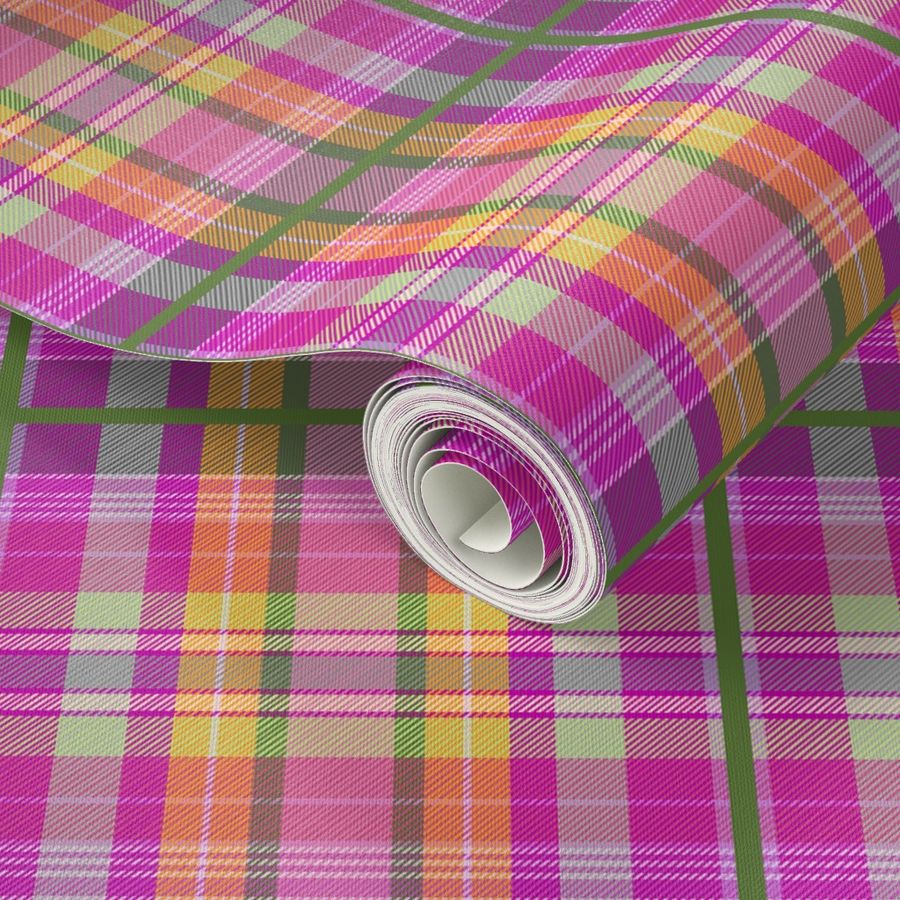 Galah Piqué Tartan - hot pink, apricot, lime green