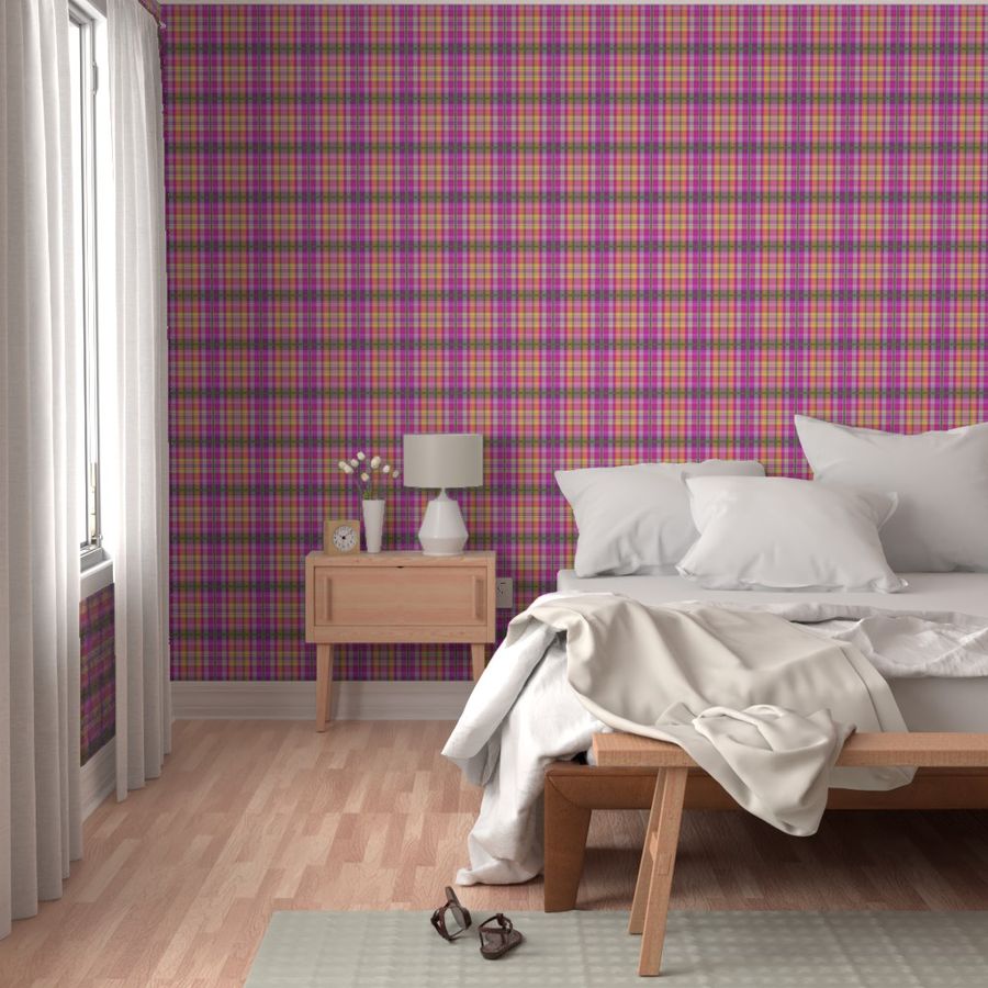 Galah Piqué Tartan - hot pink, apricot, lime green